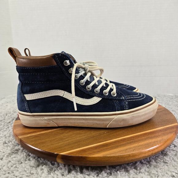 Vans Womens 9.5 Sk8 Hi MTE Navy Blue Suede Leather Casual Daily Athletic Sneaker - Picture 3 of 14